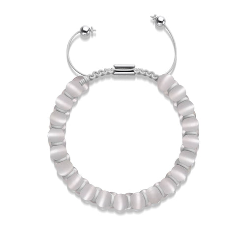 White | Silver | Cheshire Glass Double Macrame Bracelet